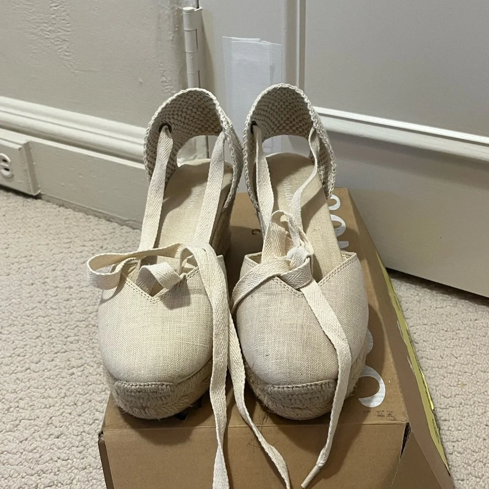 Soludos Cream Espadrille Wedges - Picture 3 of 5